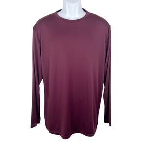 BAW Athletic Wear Shirt Men Large Burgundy Stretch Long Sleeve Soft-Tek Active